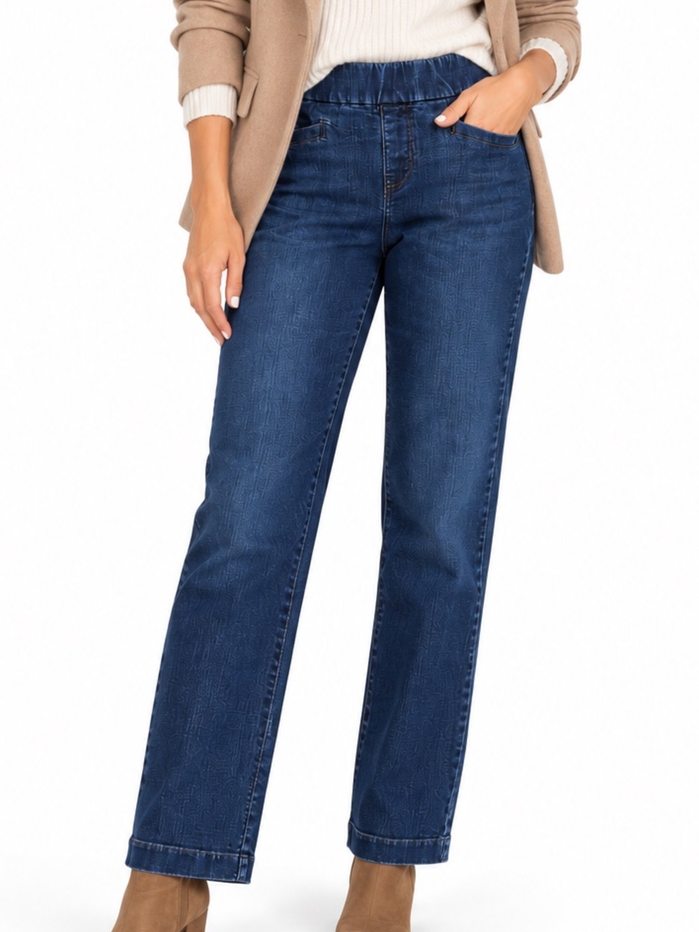 Lee Simply Comfort Pull-On Straight Leg Jeans Dark Wash Size 10 Medium